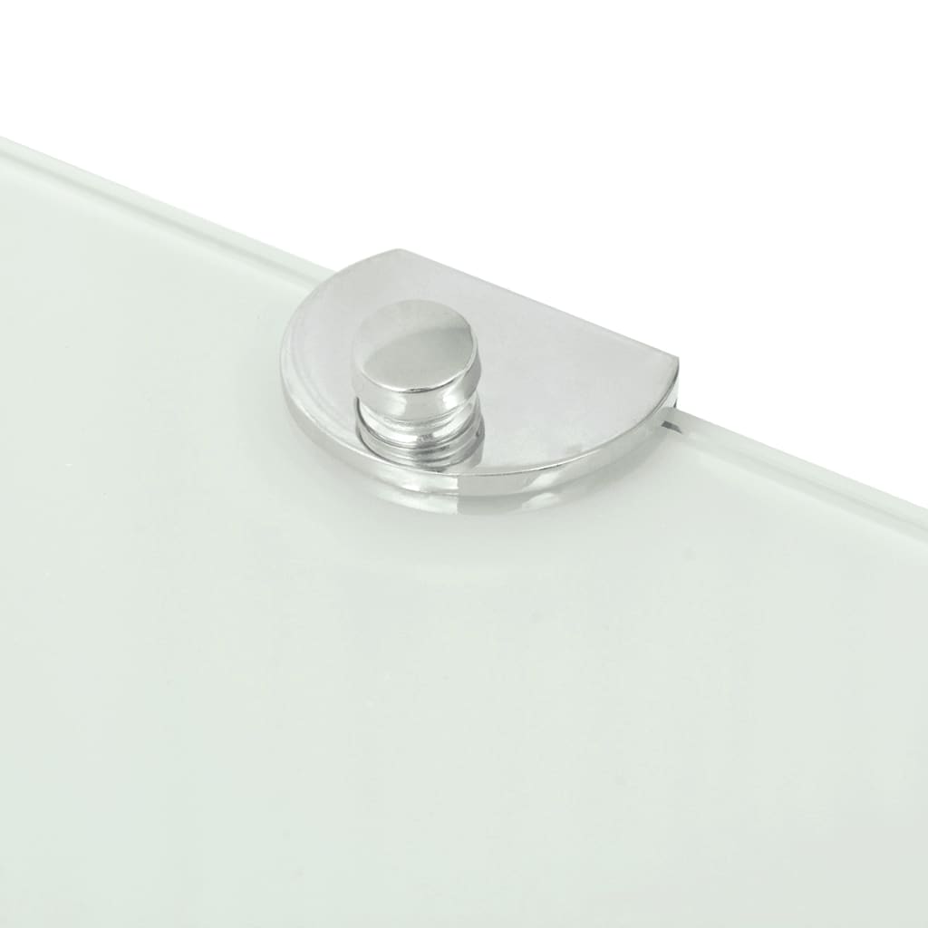 Corner Shelf with Chrome Supports Glass White 25x25 cm- Wall Shelves & Ledges - HomeShopIreland - Home Shop Ireland - Wall Shelves & Ledges - Corner Shelf with Chrome Supports Glass White 25x25 cm