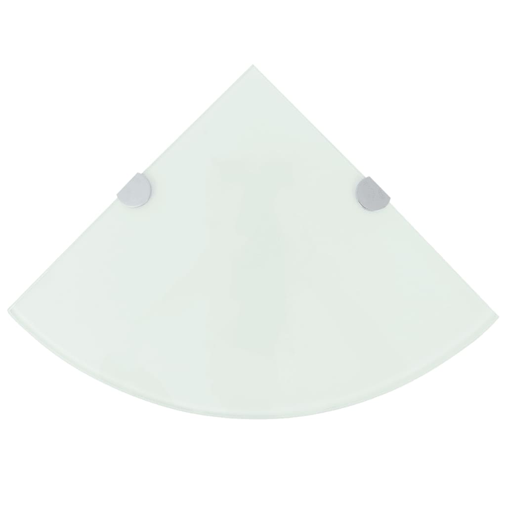 Corner Shelf with Chrome Supports Glass White 35x35 cm- Wall Shelves & Ledges - HomeShopIreland - Home Shop Ireland - Wall Shelves & Ledges - Corner Shelf with Chrome Supports Glass White 35x35 cm