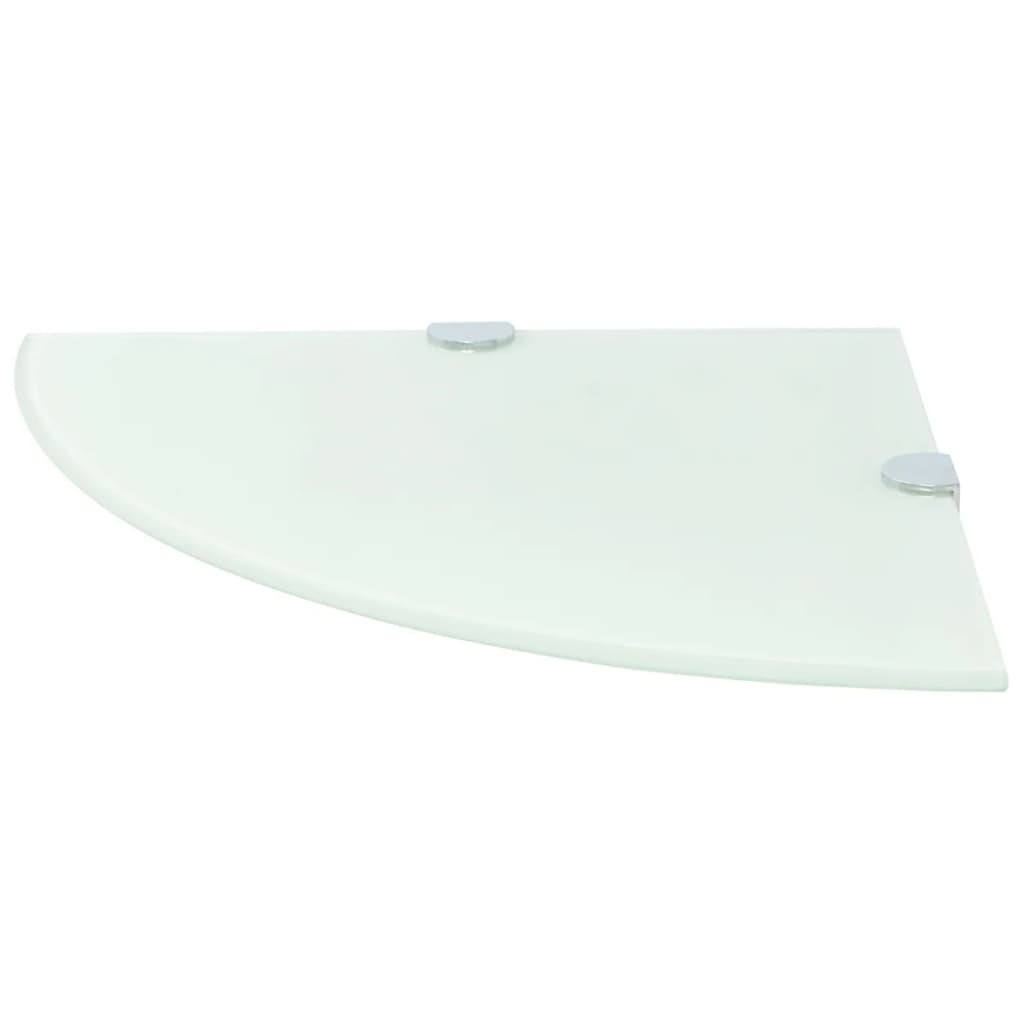 Corner Shelf with Chrome Supports Glass White 35x35 cm- Wall Shelves & Ledges - HomeShopIreland - Home Shop Ireland - Wall Shelves & Ledges - Corner Shelf with Chrome Supports Glass White 35x35 cm