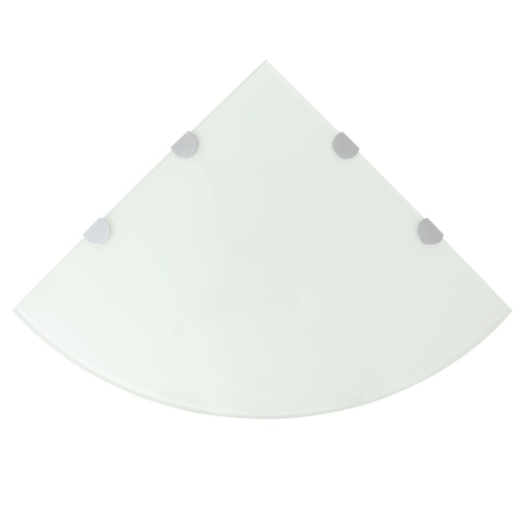 Corner Shelf with Chrome Supports Glass White 45x45 cm- Wall Shelves & Ledges - HomeShopIreland - Home Shop Ireland - Wall Shelves & Ledges - Corner Shelf with Chrome Supports Glass White 45x45 cm