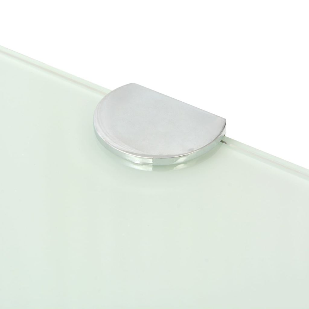 Corner Shelf with Chrome Supports Glass White 45x45 cm- Wall Shelves & Ledges - HomeShopIreland - Home Shop Ireland - Wall Shelves & Ledges - Corner Shelf with Chrome Supports Glass White 45x45 cm