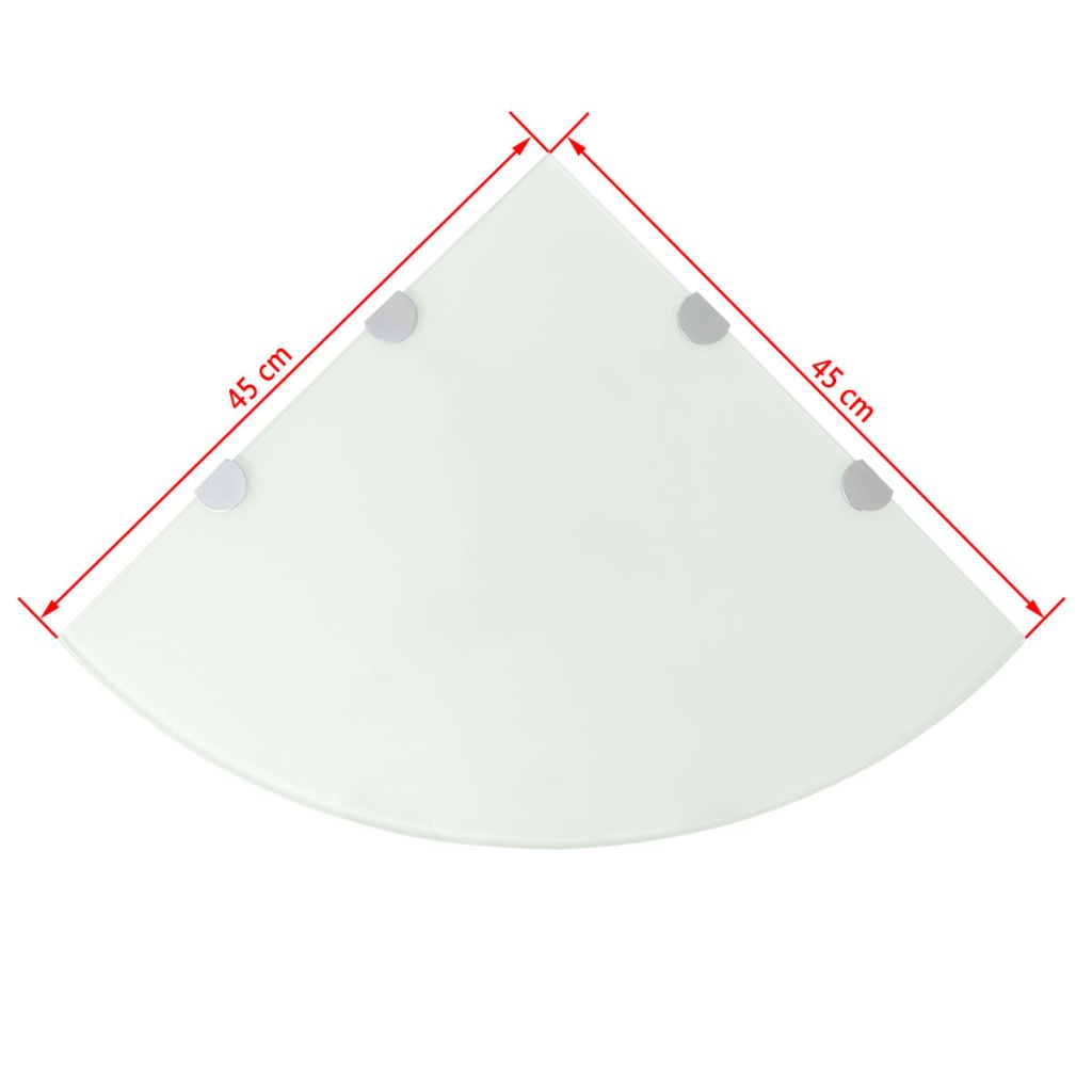 Corner Shelf with Chrome Supports Glass White 45x45 cm- Wall Shelves & Ledges - HomeShopIreland - Home Shop Ireland - Wall Shelves & Ledges - Corner Shelf with Chrome Supports Glass White 45x45 cm