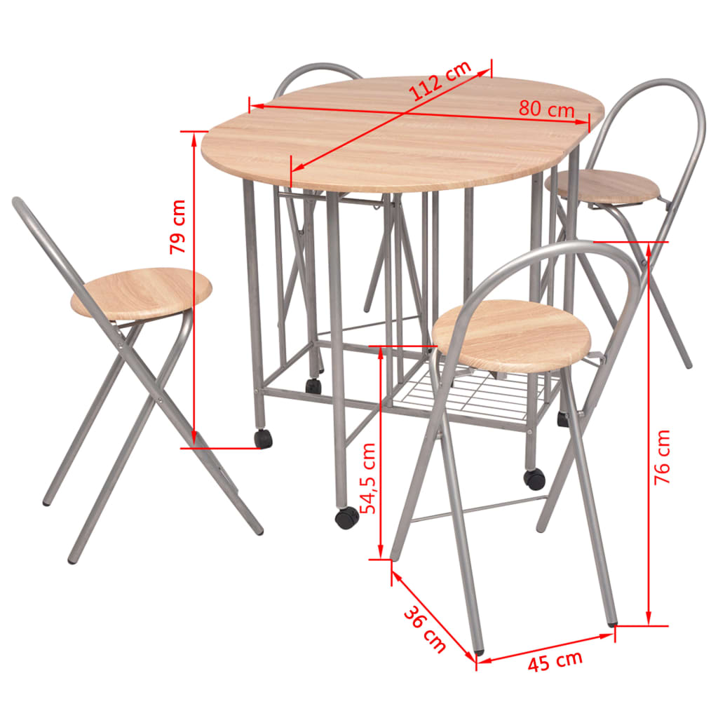 Five Piece Folding Dining Set MDF- Kitchen & Dining Furniture Sets - HomeShopIreland - Home Shop Ireland - Kitchen & Dining Furniture Sets - Five Piece Folding Dining Set MDF