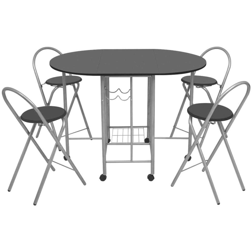Five Piece Folding Dining Set MDF Black- Kitchen & Dining Furniture Sets - HomeShopIreland - Home Shop Ireland - Kitchen & Dining Furniture Sets - Five Piece Folding Dining Set MDF Black