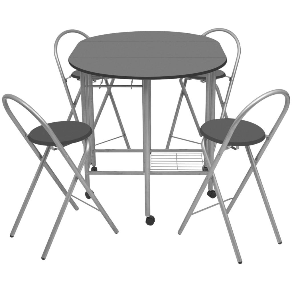 Five Piece Folding Dining Set MDF Black- Kitchen & Dining Furniture Sets - HomeShopIreland - Home Shop Ireland - Kitchen & Dining Furniture Sets - Five Piece Folding Dining Set MDF Black