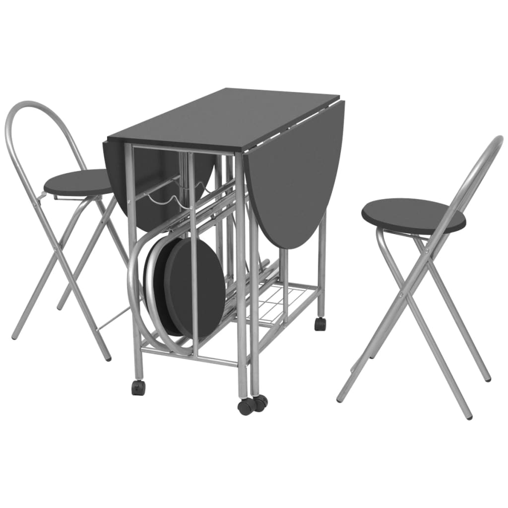 Five Piece Folding Dining Set MDF Black- Kitchen & Dining Furniture Sets - HomeShopIreland - Home Shop Ireland - Kitchen & Dining Furniture Sets - Five Piece Folding Dining Set MDF Black