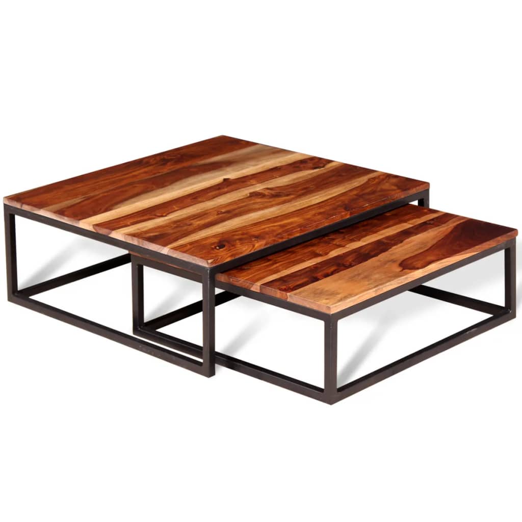 Two Piece Nesting Coffee Table Set Solid Sheesham Wood- Coffee Tables - HomeShopIreland - Home Shop Ireland - Coffee Tables - Two Piece Nesting Coffee Table Set Solid Sheesham Wood