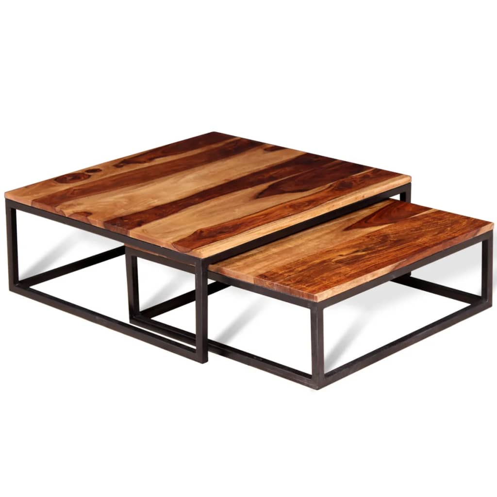 Two Piece Nesting Coffee Table Set Solid Sheesham Wood- Coffee Tables - HomeShopIreland - Home Shop Ireland - Coffee Tables - Two Piece Nesting Coffee Table Set Solid Sheesham Wood