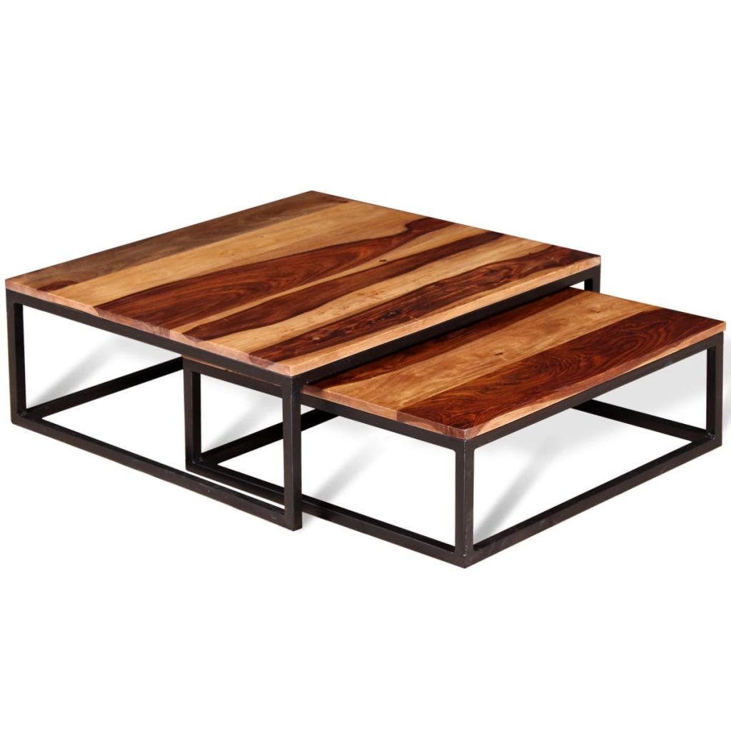Two Piece Nesting Coffee Table Set Solid Sheesham Wood- Coffee Tables - HomeShopIreland - Home Shop Ireland - Coffee Tables - Two Piece Nesting Coffee Table Set Solid Sheesham Wood
