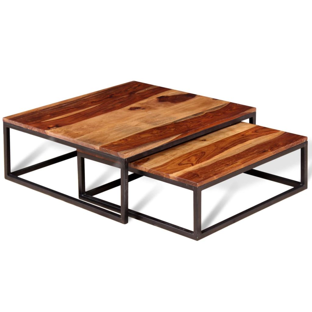 Two Piece Nesting Coffee Table Set Solid Sheesham Wood- Coffee Tables - HomeShopIreland - Home Shop Ireland - Coffee Tables - Two Piece Nesting Coffee Table Set Solid Sheesham Wood