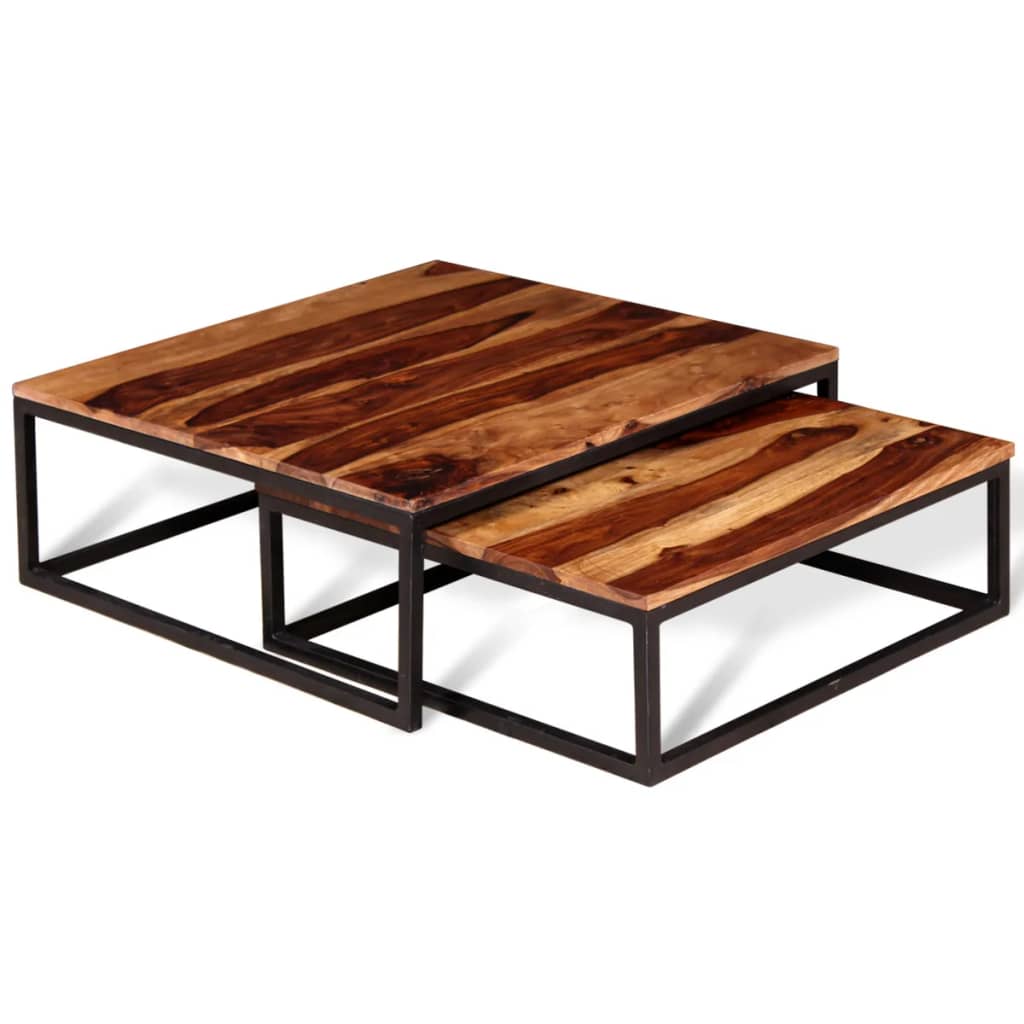 Two Piece Nesting Coffee Table Set Solid Sheesham Wood- Coffee Tables - HomeShopIreland - Home Shop Ireland - Coffee Tables - Two Piece Nesting Coffee Table Set Solid Sheesham Wood