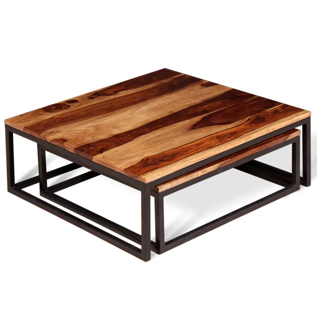 Two Piece Nesting Coffee Table Set Solid Sheesham Wood- Coffee Tables - HomeShopIreland - Home Shop Ireland - Coffee Tables - Two Piece Nesting Coffee Table Set Solid Sheesham Wood