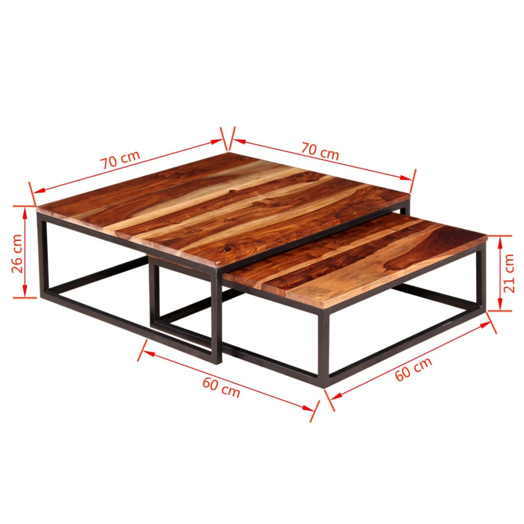 Two Piece Nesting Coffee Table Set Solid Sheesham Wood- Coffee Tables - HomeShopIreland - Home Shop Ireland - Coffee Tables - Two Piece Nesting Coffee Table Set Solid Sheesham Wood