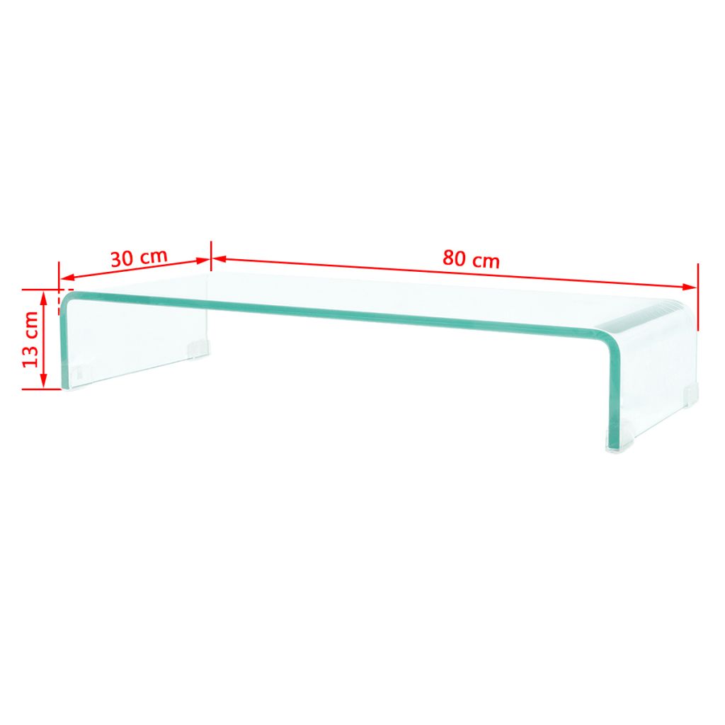 TV Stand/Monitor Riser Glass Clear 80x30x13 cm- Entertainment Centres & TV Stands - HomeShopIreland - Home Shop Ireland - Entertainment Centres & TV Stands - TV Stand/Monitor Riser Glass Clear 80x30x13 cm