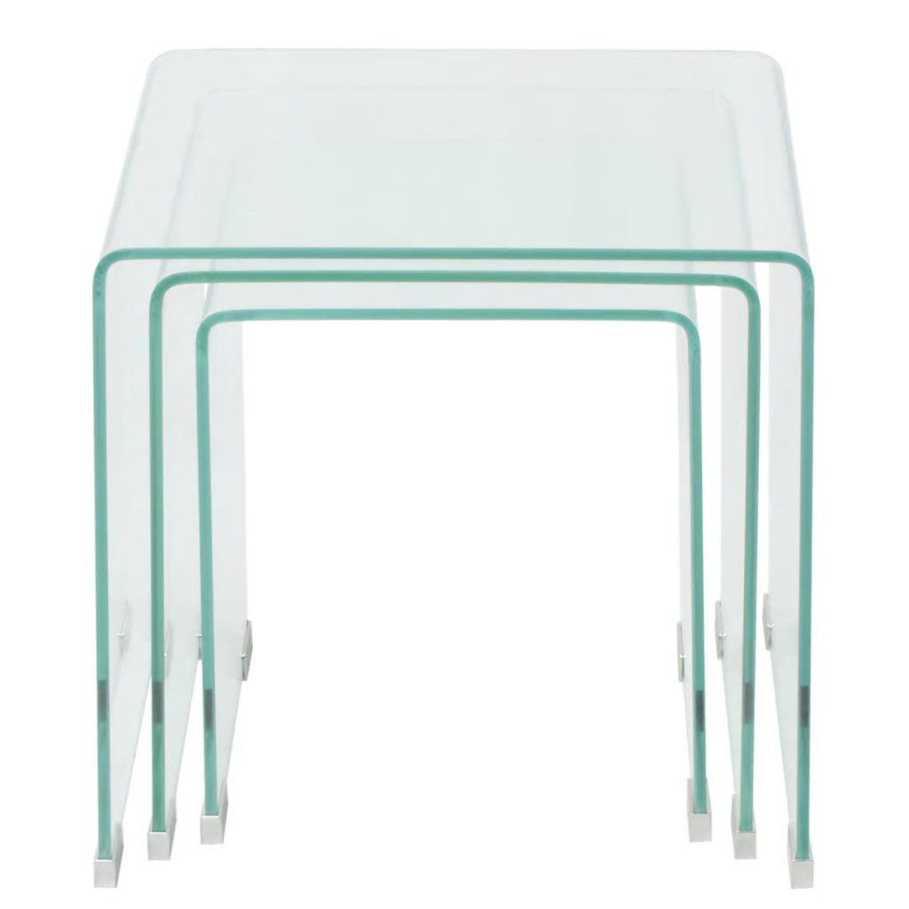 Three Piece Nesting Table Set Tempered Glass Clear- Coffee Tables - HomeShopIreland - Home Shop Ireland - Coffee Tables - Three Piece Nesting Table Set Tempered Glass Clear
