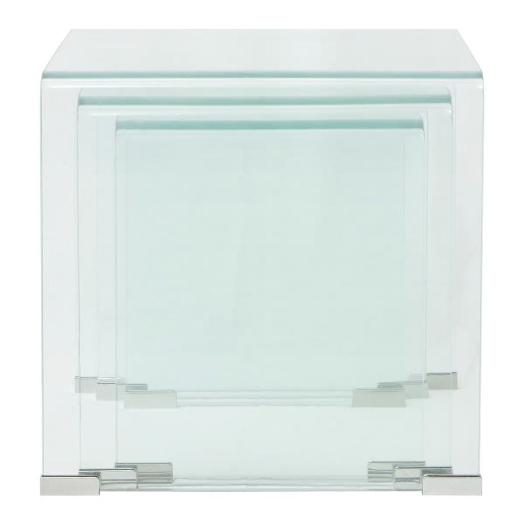 Three Piece Nesting Table Set Tempered Glass Clear- Coffee Tables - HomeShopIreland - Home Shop Ireland - Coffee Tables - Three Piece Nesting Table Set Tempered Glass Clear