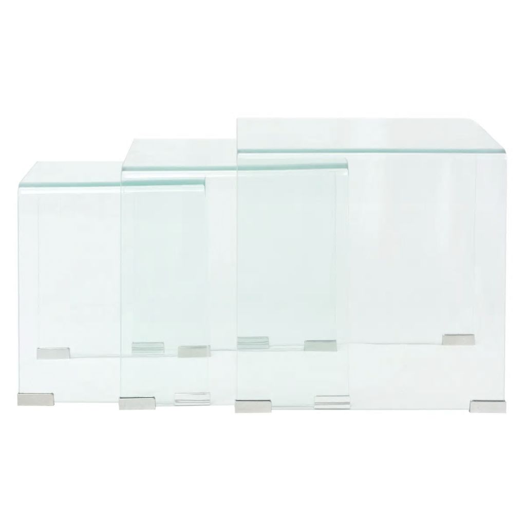 Three Piece Nesting Table Set Tempered Glass Clear- Coffee Tables - HomeShopIreland - Home Shop Ireland - Coffee Tables - Three Piece Nesting Table Set Tempered Glass Clear