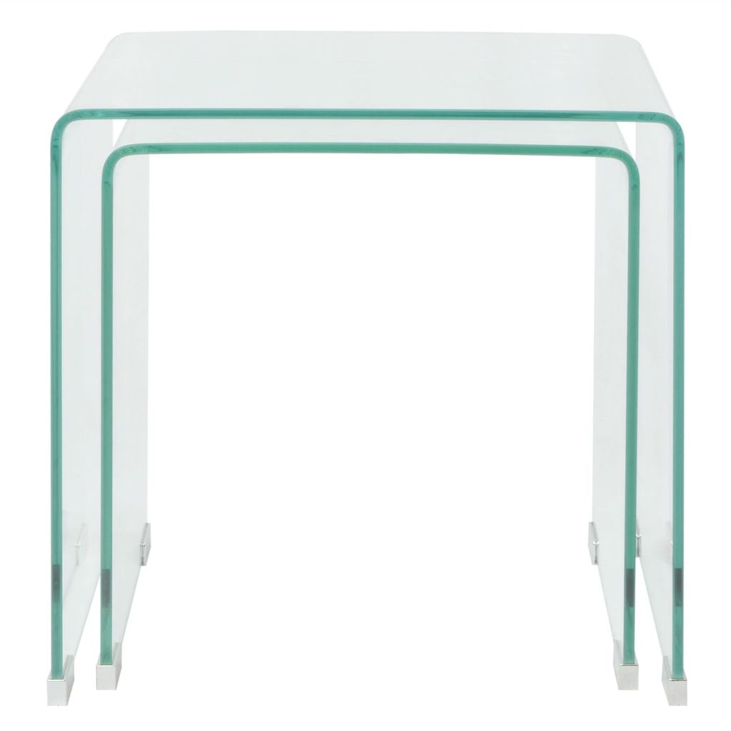Two Piece Nesting Table Set Tempered Glass Clear- Coffee Tables - HomeShopIreland - Home Shop Ireland - Coffee Tables - Two Piece Nesting Table Set Tempered Glass Clear