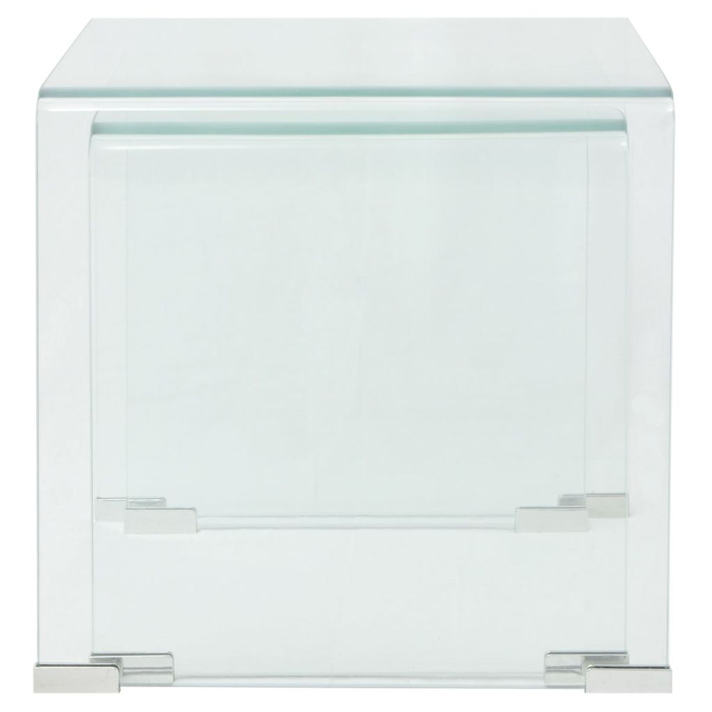 Two Piece Nesting Table Set Tempered Glass Clear- Coffee Tables - HomeShopIreland - Home Shop Ireland - Coffee Tables - Two Piece Nesting Table Set Tempered Glass Clear