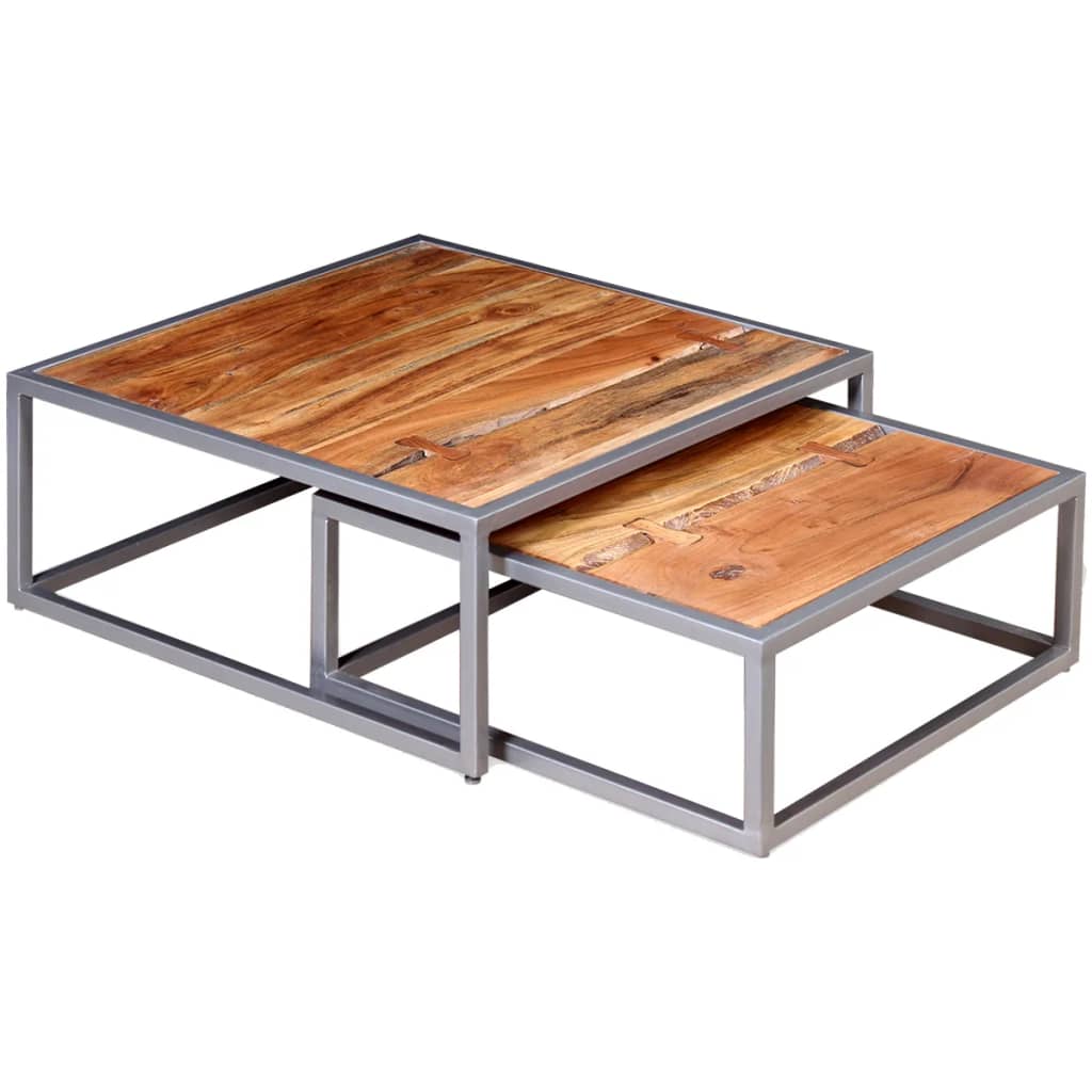 Two Piece Coffee Table Set Solid Acacia Wood- Coffee Tables - HomeShopIreland - Home Shop Ireland - Coffee Tables - Two Piece Coffee Table Set Solid Acacia Wood