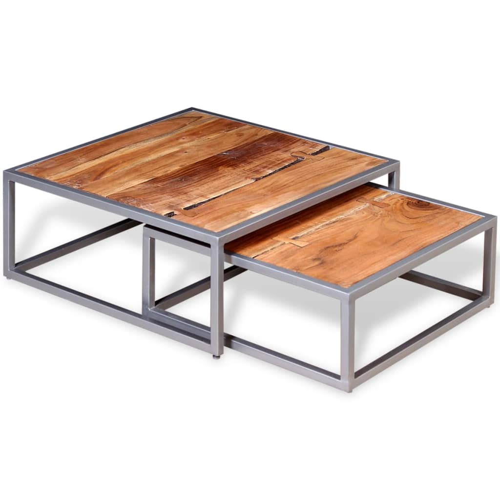 Two Piece Coffee Table Set Solid Acacia Wood- Coffee Tables - HomeShopIreland - Home Shop Ireland - Coffee Tables - Two Piece Coffee Table Set Solid Acacia Wood