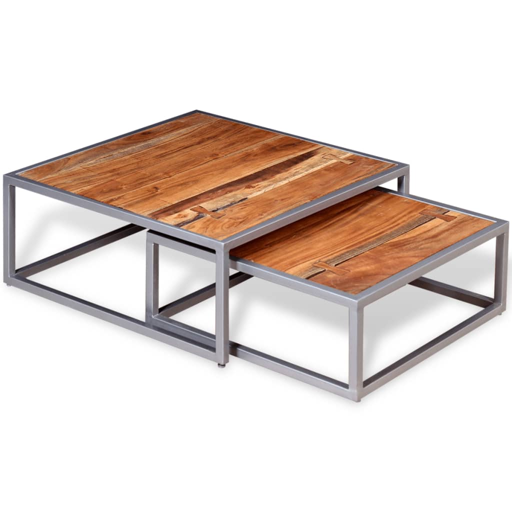 Two Piece Coffee Table Set Solid Acacia Wood- Coffee Tables - HomeShopIreland - Home Shop Ireland - Coffee Tables - Two Piece Coffee Table Set Solid Acacia Wood