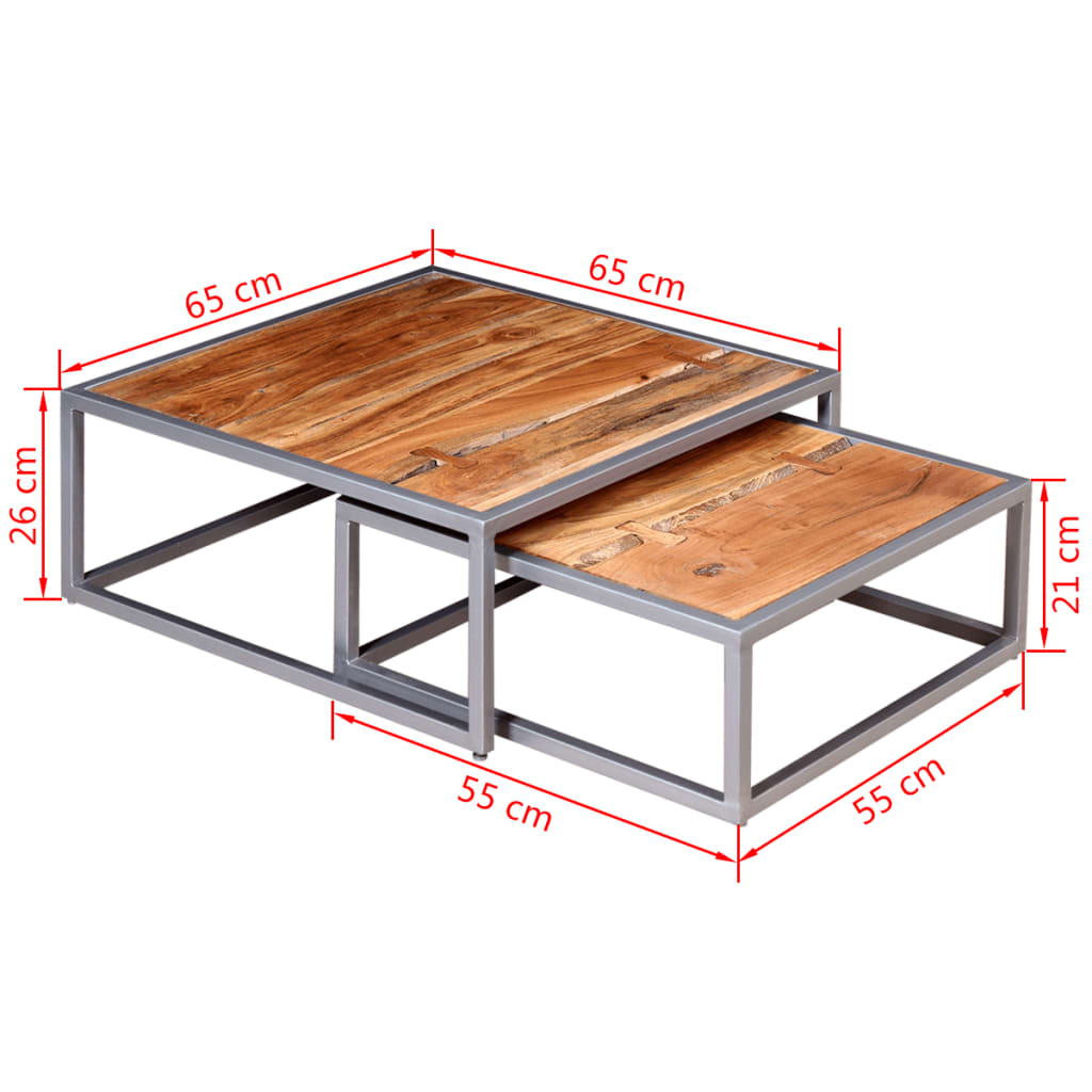 Two Piece Coffee Table Set Solid Acacia Wood- Coffee Tables - HomeShopIreland - Home Shop Ireland - Coffee Tables - Two Piece Coffee Table Set Solid Acacia Wood
