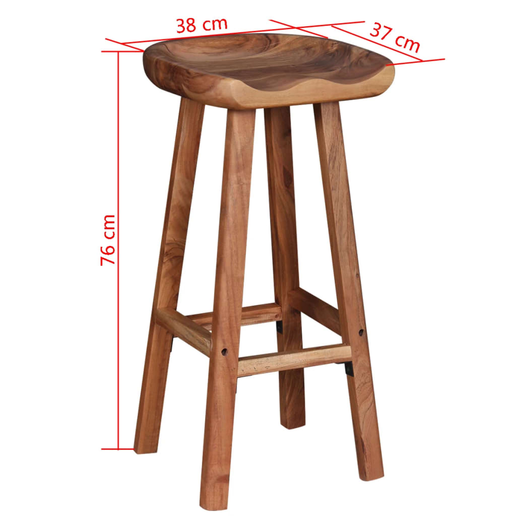 Bar Stools 2 pcs Solid Acacia Wood- Table & Bar Stools - HomeShopIreland - Home Shop Ireland - Table & Bar Stools - Bar Stools 2 pcs Solid Acacia Wood