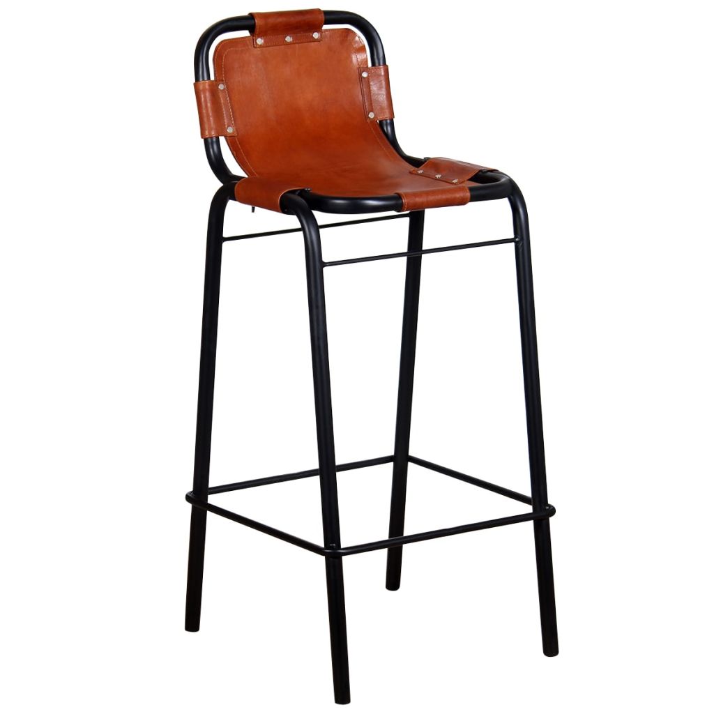 Bar Stools 2 pcs Real Leather- Table & Bar Stools - HomeShopIreland - Home Shop Ireland - Table & Bar Stools - Bar Stools 2 pcs Real Leather