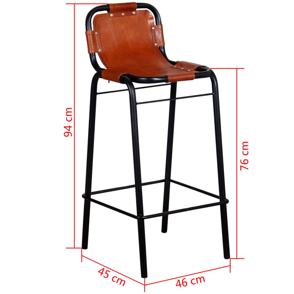 Bar Stools 2 pcs Real Leather- Table & Bar Stools - HomeShopIreland - Home Shop Ireland - Table & Bar Stools - Bar Stools 2 pcs Real Leather