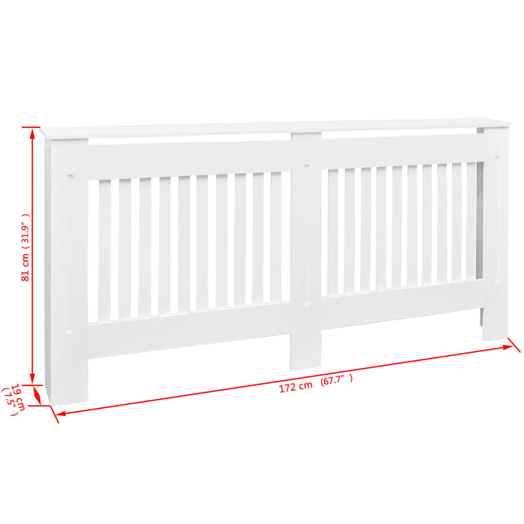 Radiator Cover White MDF 172 cm- Heating Radiator Accessories - HomeShopIreland - Home Shop Ireland - Heating Radiator Accessories - Radiator Cover White MDF 172 cm