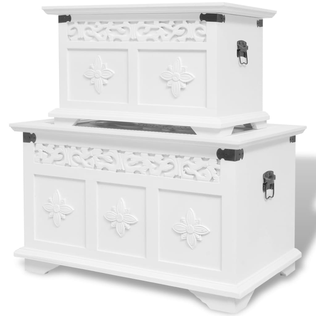 Two Piece Storage Chest Set White- Storage Chests - HomeShopIreland - Home Shop Ireland - Storage Chests - Two Piece Storage Chest Set White