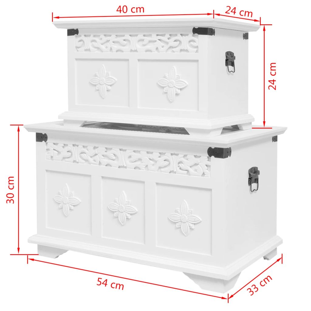 Two Piece Storage Chest Set White- Storage Chests - HomeShopIreland - Home Shop Ireland - Storage Chests - Two Piece Storage Chest Set White