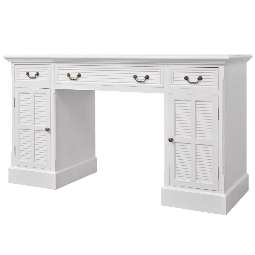 Double Pedestal Desk White 140x48x80 cm- Desks - HomeShopIreland - Home Shop Ireland - Desks - Double Pedestal Desk White 140x48x80 cm