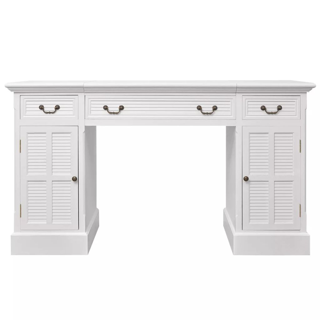 Double Pedestal Desk White 140x48x80 cm- Desks - HomeShopIreland - Home Shop Ireland - Desks - Double Pedestal Desk White 140x48x80 cm