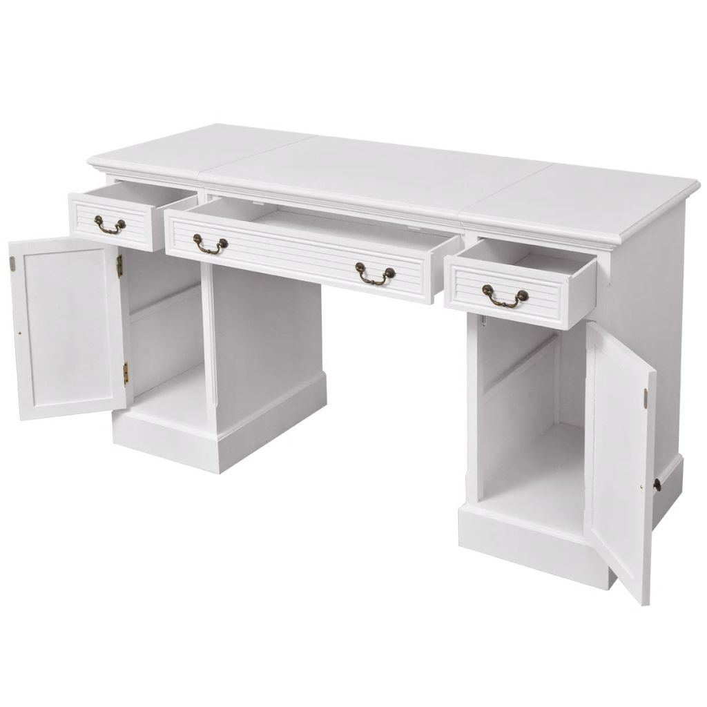 Double Pedestal Desk White 140x48x80 cm- Desks - HomeShopIreland - Home Shop Ireland - Desks - Double Pedestal Desk White 140x48x80 cm