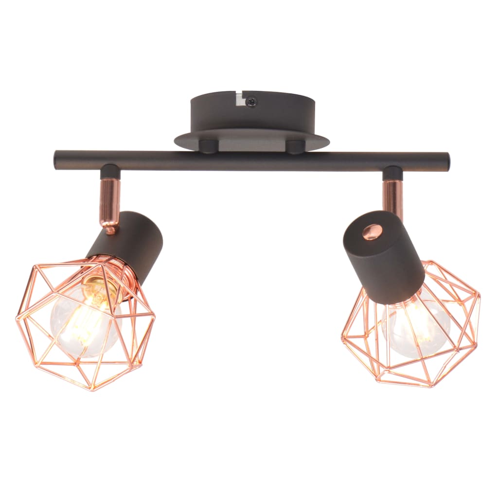 Ceiling Lamp with 2 Spotlights E14 Black and Copper- Ceiling Light Fixtures - HomeShopIreland - Home Shop Ireland - Ceiling Light Fixtures - Ceiling Lamp with 2 Spotlights E14 Black and Copper