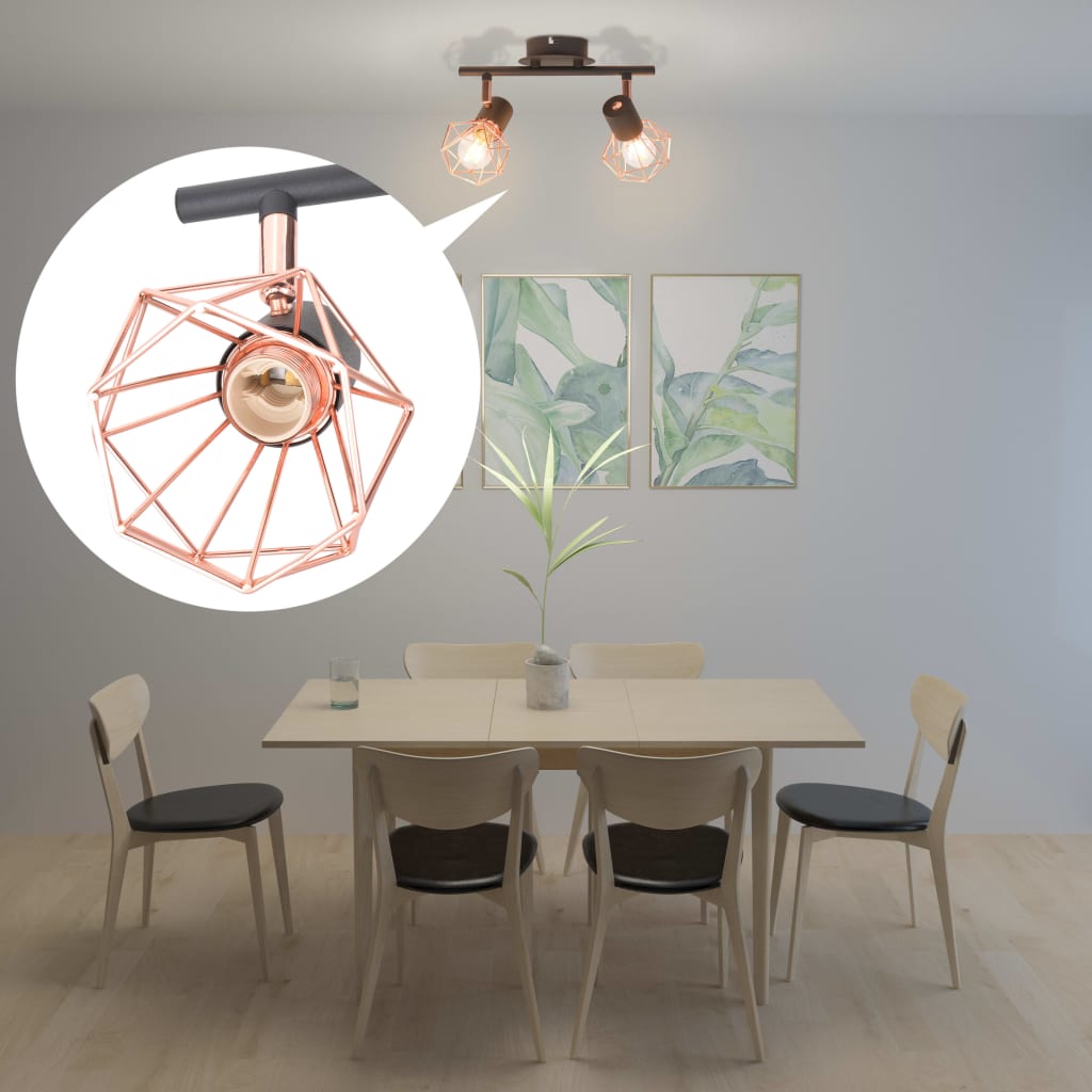 Ceiling Lamp with 2 Spotlights E14 Black and Copper- Ceiling Light Fixtures - HomeShopIreland - Home Shop Ireland - Ceiling Light Fixtures - Ceiling Lamp with 2 Spotlights E14 Black and Copper