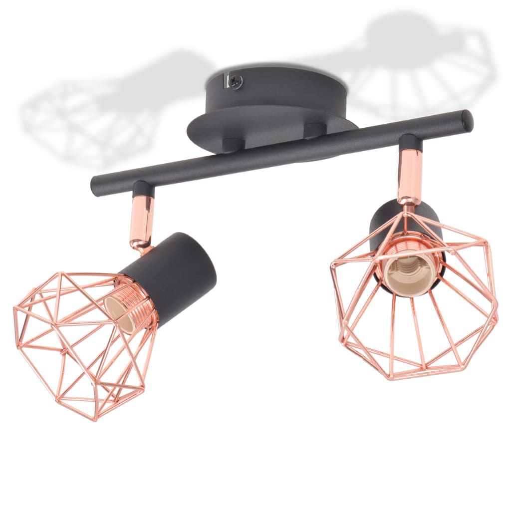 Ceiling Lamp with 2 Spotlights E14 Black and Copper- Ceiling Light Fixtures - HomeShopIreland - Home Shop Ireland - Ceiling Light Fixtures - Ceiling Lamp with 2 Spotlights E14 Black and Copper