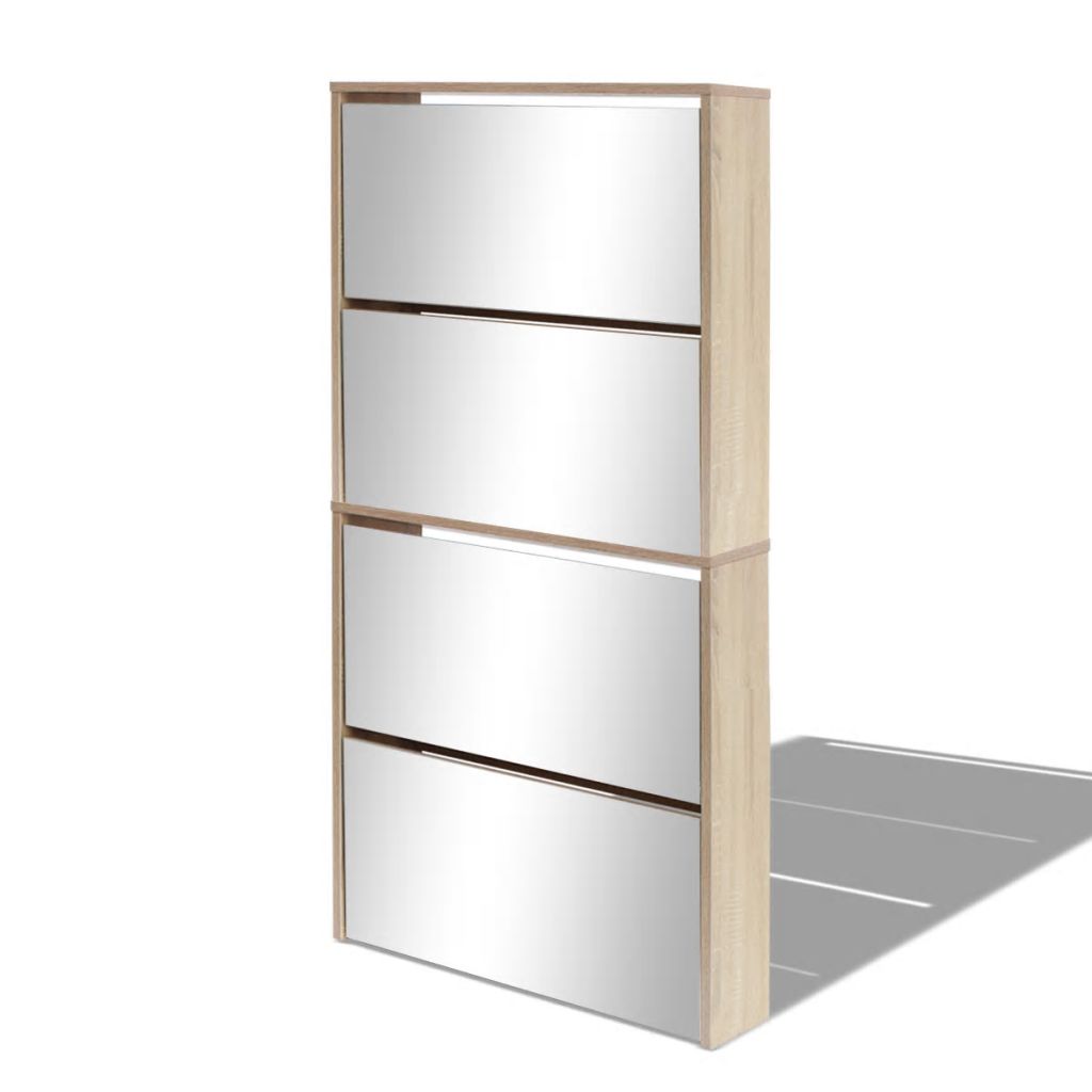 Shoe Cabinet 4-Layer Mirror Oak 63x17x134 cm- Shoe Racks & Organisers - HomeShopIreland - Home Shop Ireland - Shoe Racks & Organisers - Shoe Cabinet 4-Layer Mirror Oak 63x17x134 cm