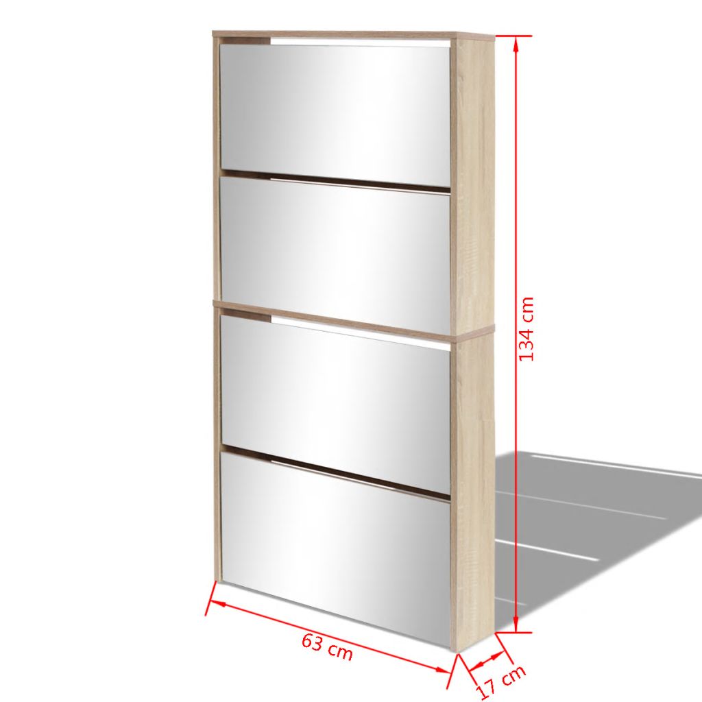 Shoe Cabinet 4-Layer Mirror Oak 63x17x134 cm- Shoe Racks & Organisers - HomeShopIreland - Home Shop Ireland - Shoe Racks & Organisers - Shoe Cabinet 4-Layer Mirror Oak 63x17x134 cm