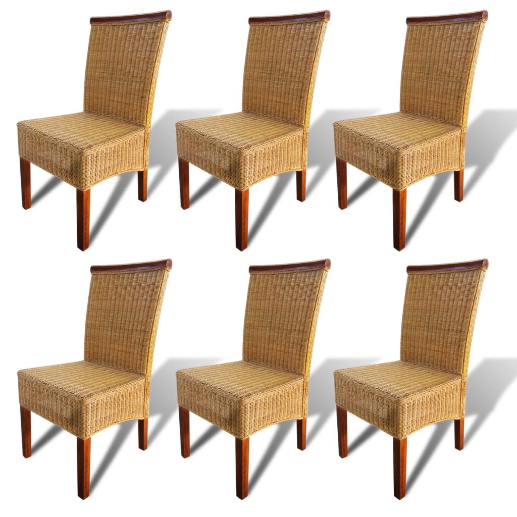 Dining Chairs 6 pcs Brown Natural Rattan- Kitchen & Dining Room Chairs - HomeShopIreland - Home Shop Ireland - Kitchen & Dining Room Chairs - Dining Chairs 6 pcs Brown Natural Rattan