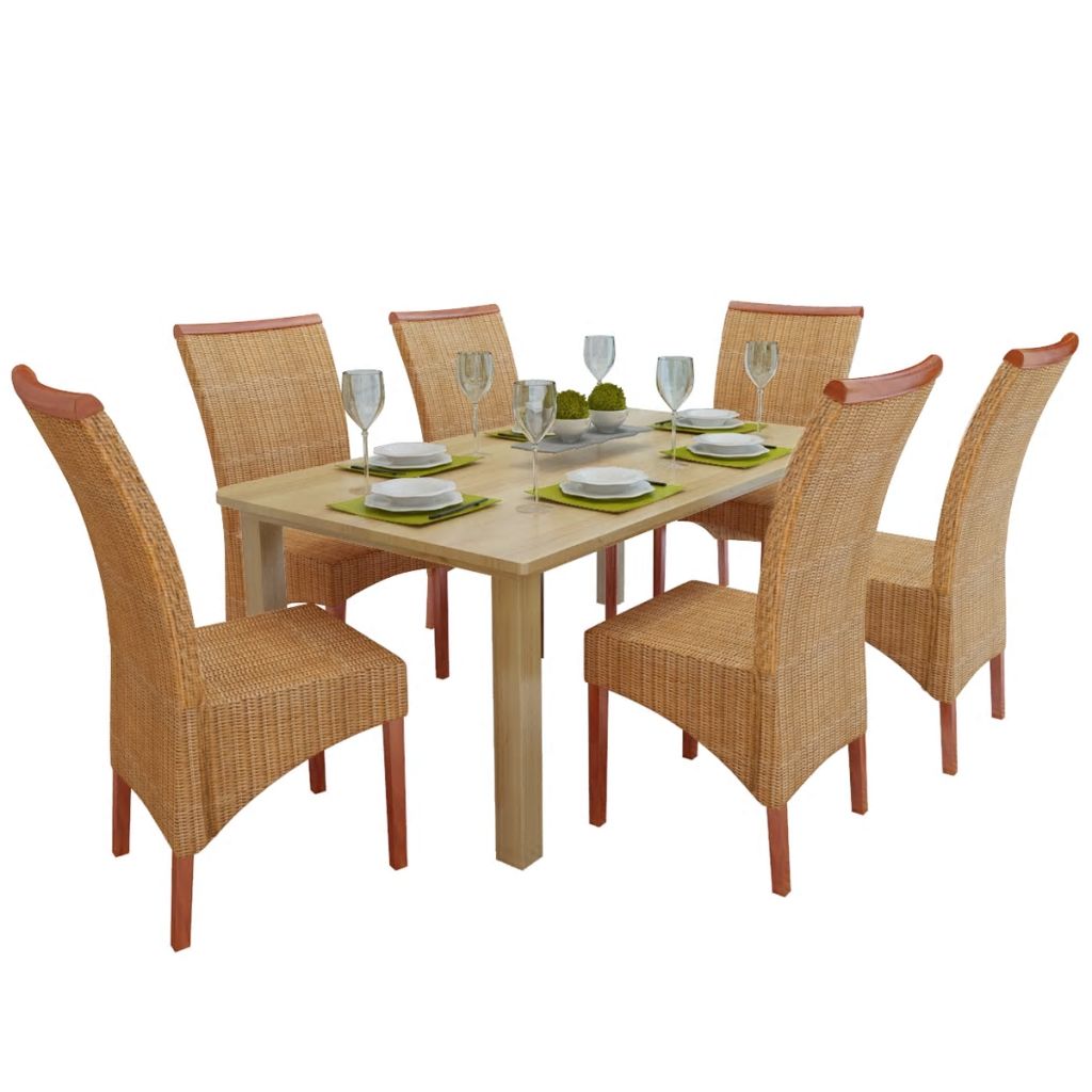 Dining Chairs 6 pcs Brown Natural Rattan- Kitchen & Dining Room Chairs - HomeShopIreland - Home Shop Ireland - Kitchen & Dining Room Chairs - Dining Chairs 6 pcs Brown Natural Rattan