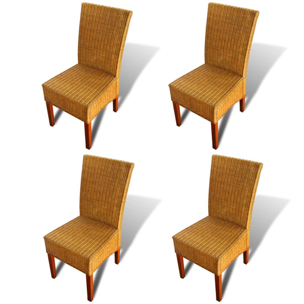 Dining Chairs 4 pcs Brown Natural Rattan- Kitchen & Dining Room Chairs - HomeShopIreland - Home Shop Ireland - Kitchen & Dining Room Chairs - Dining Chairs 4 pcs Brown Natural Rattan
