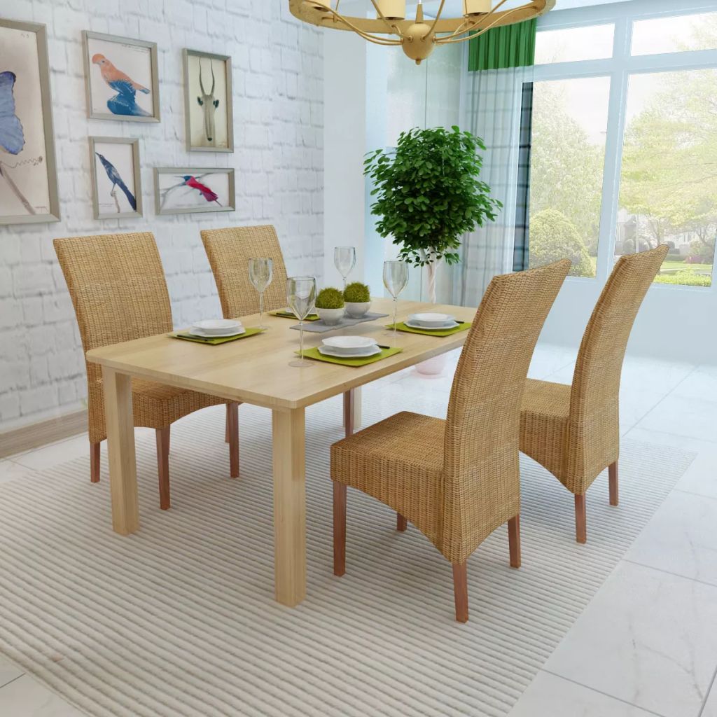 Dining Chairs 4 pcs Brown Natural Rattan- Kitchen & Dining Room Chairs - HomeShopIreland - Home Shop Ireland - Kitchen & Dining Room Chairs - Dining Chairs 4 pcs Brown Natural Rattan