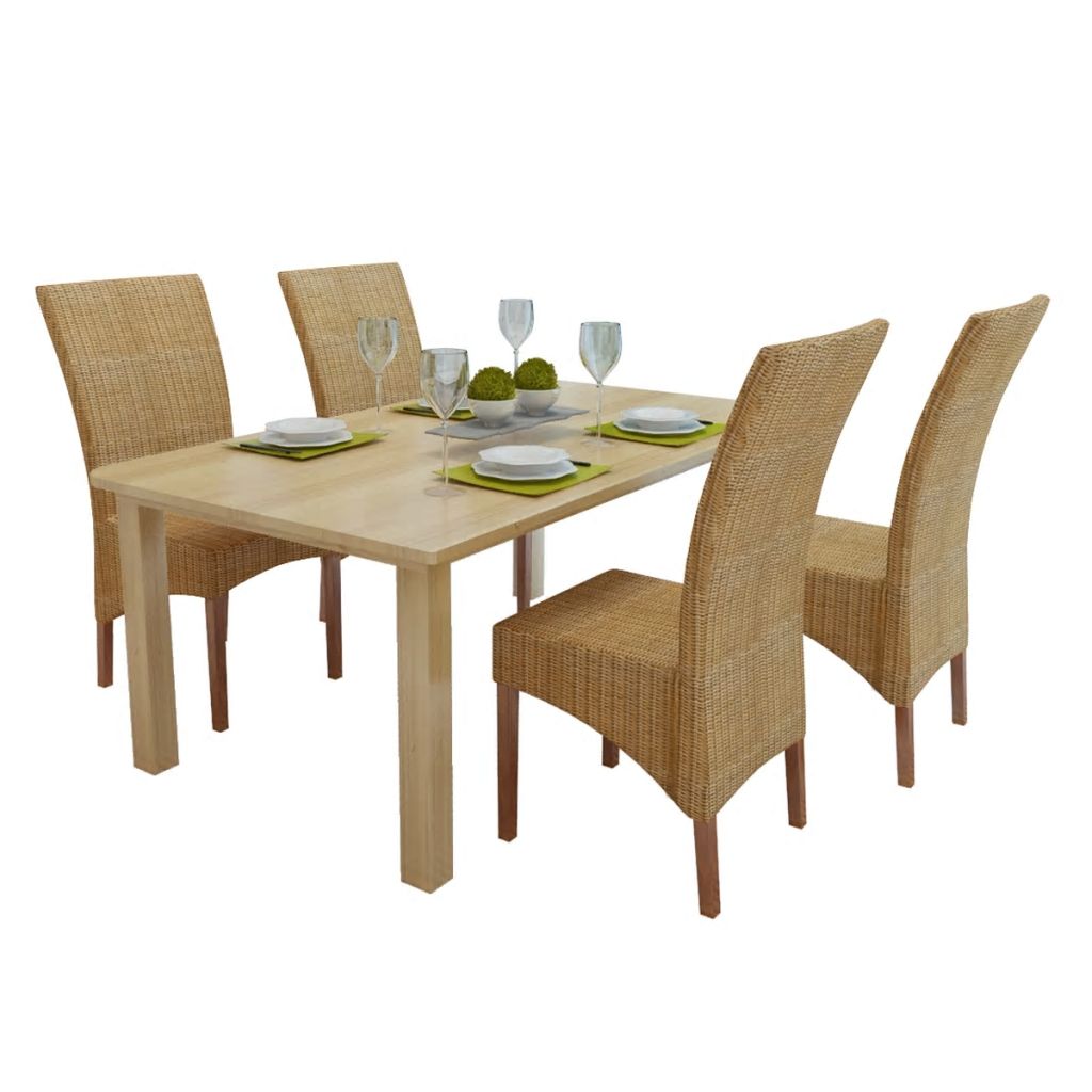 Dining Chairs 4 pcs Brown Natural Rattan- Kitchen & Dining Room Chairs - HomeShopIreland - Home Shop Ireland - Kitchen & Dining Room Chairs - Dining Chairs 4 pcs Brown Natural Rattan