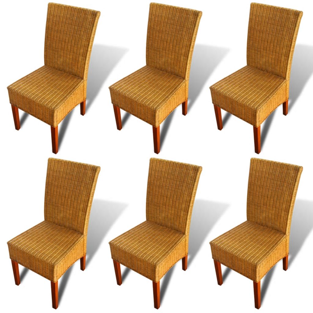Dining Chairs 6 pcs Brown Natural Rattan- Kitchen & Dining Room Chairs - HomeShopIreland - Home Shop Ireland - Kitchen & Dining Room Chairs - Dining Chairs 6 pcs Brown Natural Rattan