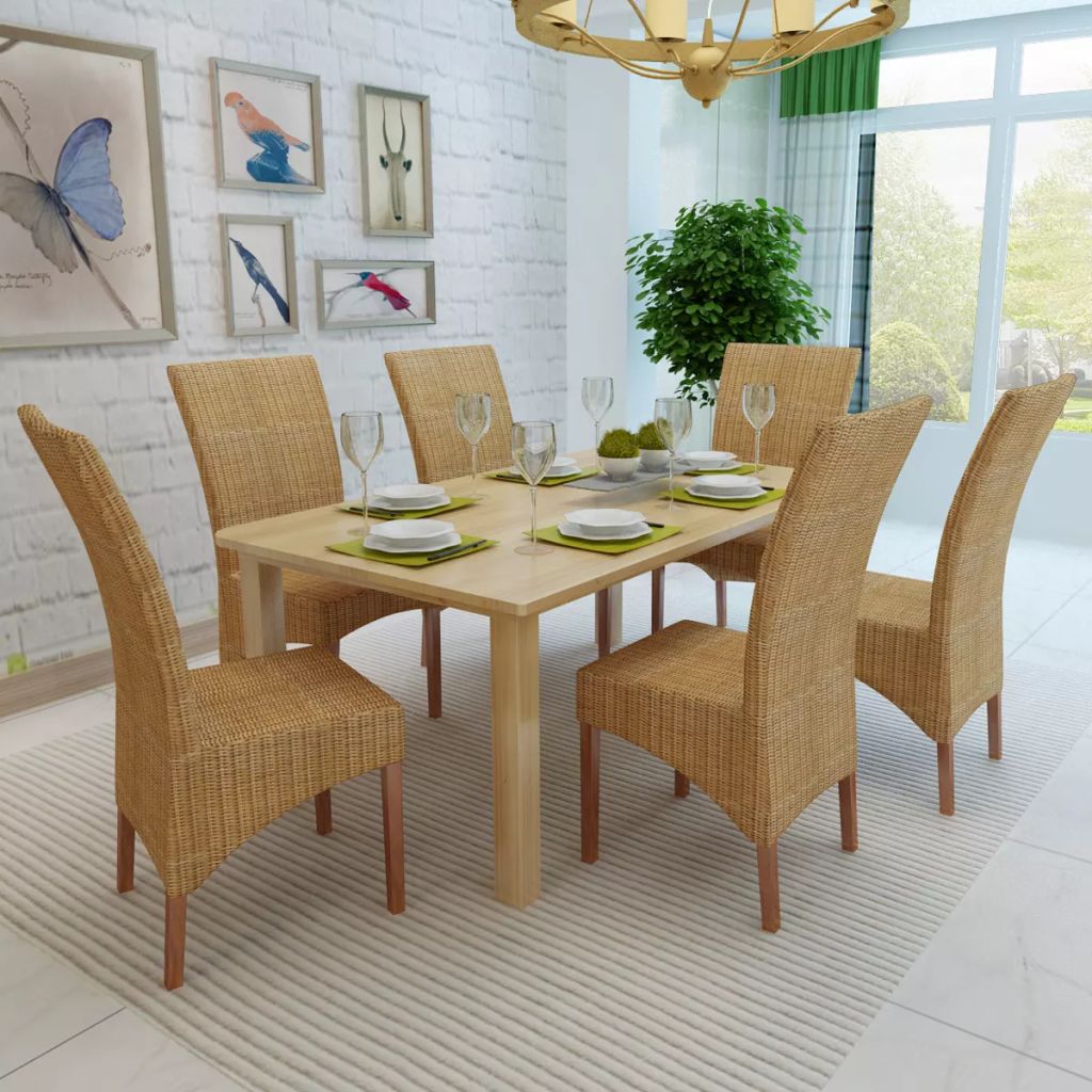Dining Chairs 6 pcs Brown Natural Rattan- Kitchen & Dining Room Chairs - HomeShopIreland - Home Shop Ireland - Kitchen & Dining Room Chairs - Dining Chairs 6 pcs Brown Natural Rattan