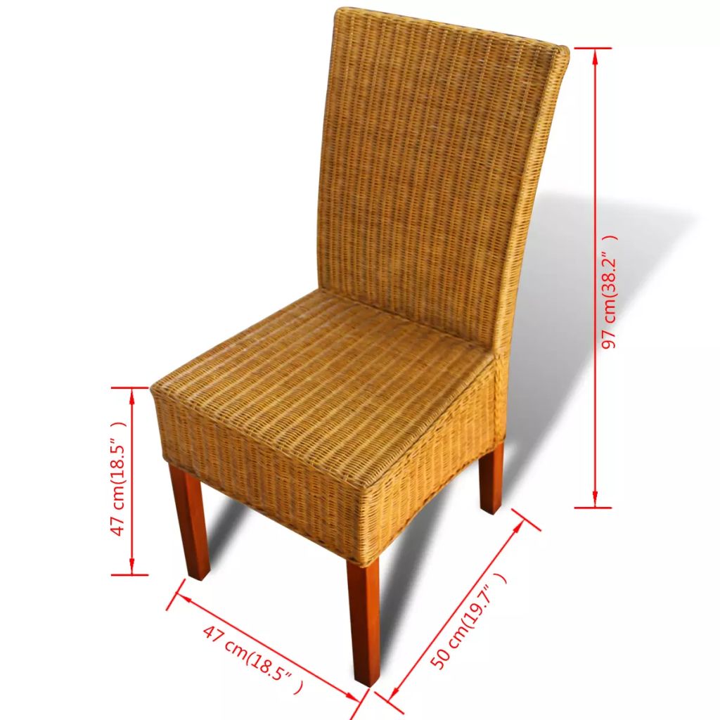 Dining Chairs 6 pcs Brown Natural Rattan- Kitchen & Dining Room Chairs - HomeShopIreland - Home Shop Ireland - Kitchen & Dining Room Chairs - Dining Chairs 6 pcs Brown Natural Rattan
