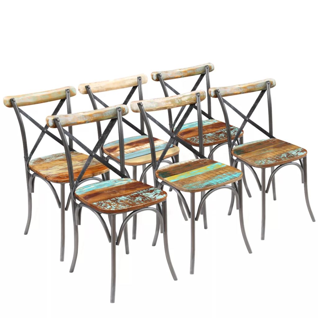 Dining Chairs 6 pcs Solid Reclaimed Wood- Kitchen & Dining Room Chairs - HomeShopIreland - Home Shop Ireland - Kitchen & Dining Room Chairs - Dining Chairs 6 pcs Solid Reclaimed Wood